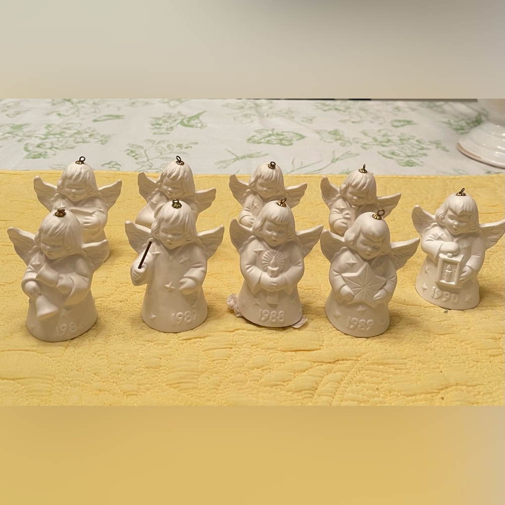 9pcs vintage 80s W Germany Goebel Christmas tree porcelain bell ornaments NWT